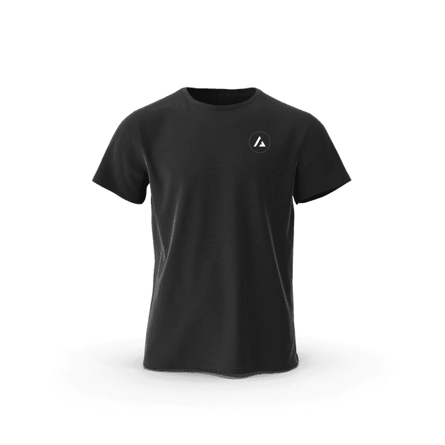 Black shirt with white logo